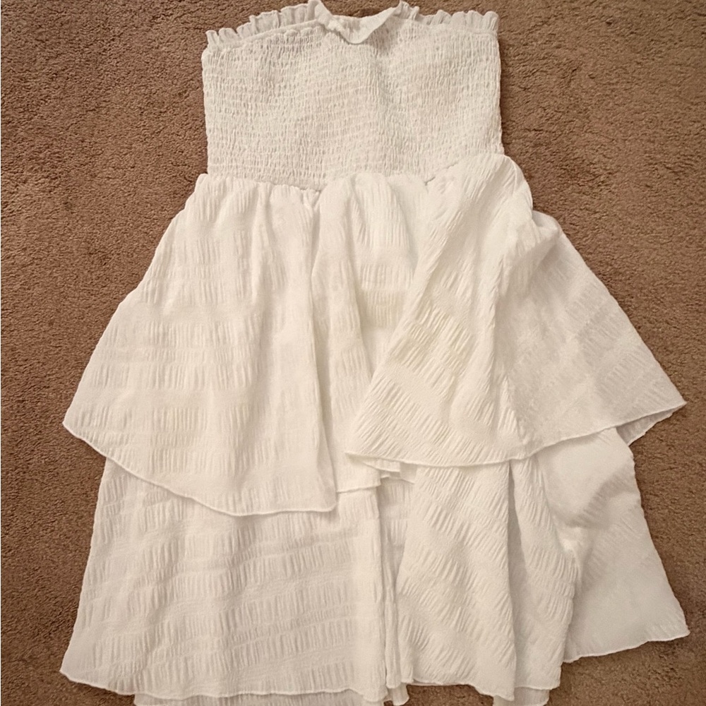 Moyan Clothes - Women’s textures frill A-Line dress. Sleeveless strapless